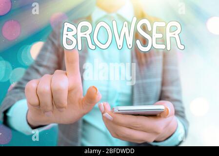 Browser zum Schreiben von Handschriftertext. Konzeptionelles Foto-Computerprogramm grafische Benutzeroberfläche Anzeigen von HTML-Dateien Stockfoto
