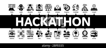 Hackathon Entwicklung Minimal Infografik Banner Vektor Stock Vektor