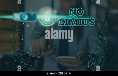 Text Zeichen zeigt keine Grenzen. Business Foto präsentiert, alles zu tun, was sie konnten, die mit Einschränkungen und zurück halten Stockfoto
