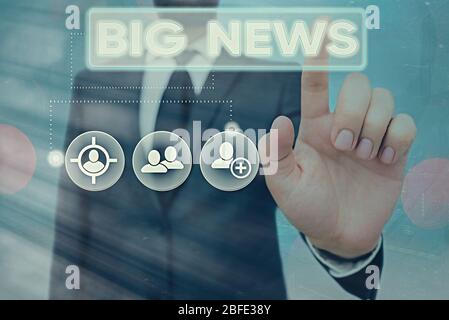 Handschrift text Big News. Konzeptionelle Foto wissen Aktionen niemand hörte es noch Teleporter Journalist Stockfoto