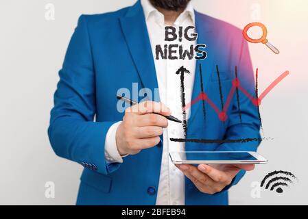 Handschrift text Big News. Konzeptionelle Foto wissen Aktionen niemand hörte es noch Teleporter Journalist Stockfoto