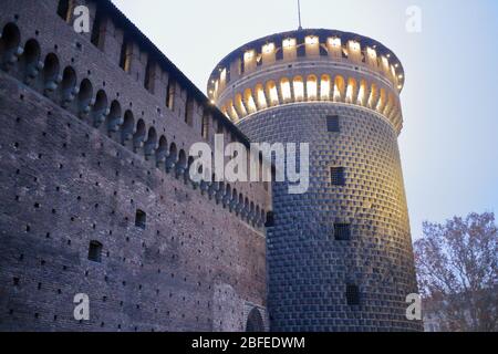 Mailand, Italien, 12/24/2018: Struktur des Castello Sforza in Mailand Stockfoto