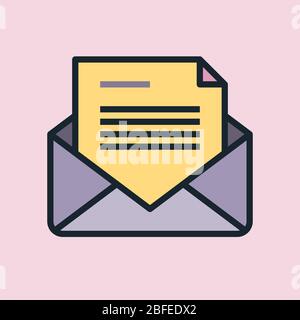 E-Mail. Konzept Illustration, flaches Design Linear Stil Banner. Verwendung für E-Mail-Newsletter, Header, Blog-Beiträge, Print und mehr. Vektor Stock Vektor