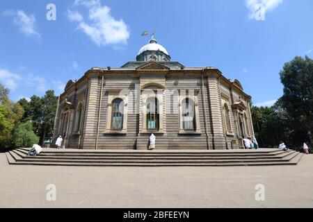 St. George's Cathedral, eine äthiopisch-orthodoxe Kirche in Addis Abeba, Äthiopien. Haile Selassie wurde hier gekrönt. Pilgerstätte für Rastafarianer. Stockfoto