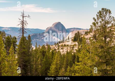 Blick auf den Half Dome vom Olmsted Point im Yosemite Nationalpark, Kalifornien, USA Stockfoto