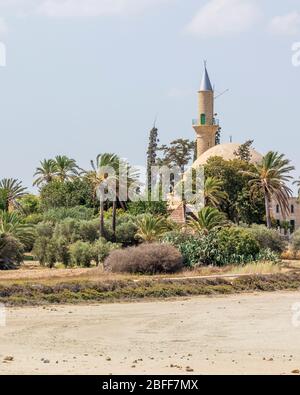 Larnaka Hala Sultan Tekke und ausgetrockneten Salzsee in Zypern Stockfoto