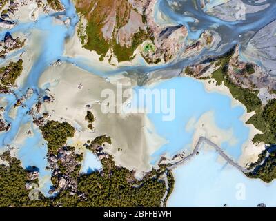 Luftaufnahme des Bernal Gletschers im Las montanas Fjord am Rand des Sarmiento Kanals im Bernardo O'Higgins Nationalpark in Patagonien Chile fj Stockfoto