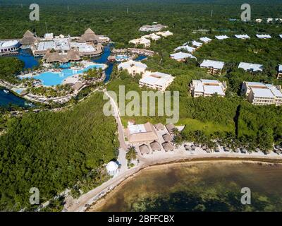 Luftaufnahme des Grand Palladium White Sand Resort and Spa in Riviera Maya, Yucatan Peninsula, Quintana Roo, Karibikküste, Mexiko Stockfoto