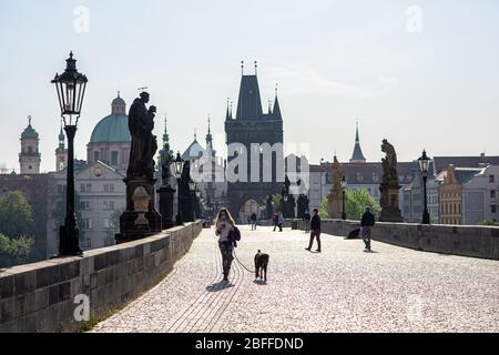 Leere Straßen von Prag während der Coronavirus-Pandemie Stockfoto
