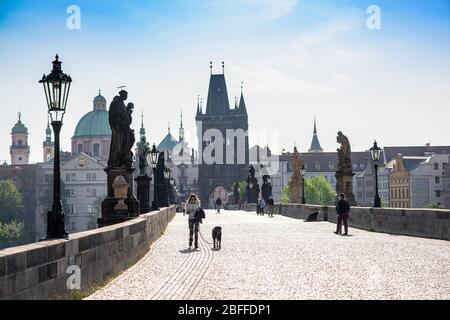Leere Straßen von Prag während der Coronavirus-Pandemie Stockfoto