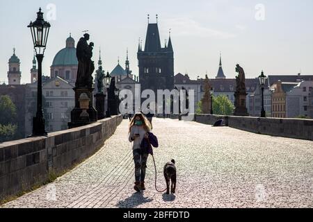 Leere Straßen von Prag während der Coronavirus-Pandemie Stockfoto