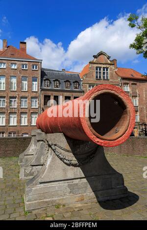 Kanone in Groatkanan Plein, Gent, Ostflandern, Belgien, Europa Stockfoto