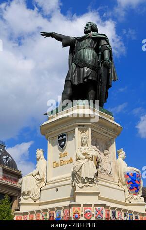 Jacob Van Artevelde Denkmal, Vrijdag Markt, Gent, Ost-Flandern, Belgien, Europa Stockfoto