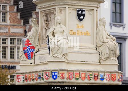 Jacob Van Artevelde Denkmal, Vrijdag Markt, Gent, Ost-Flandern, Belgien, Europa Stockfoto