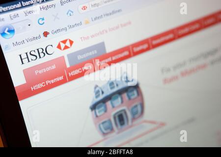 Anschauliches Bild von der HSBC Bank-Website. Stockfoto