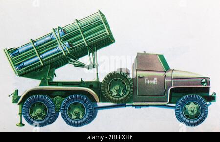 BM-31-12, mehrere Raketenwerfer, Studebaker US6, 1944, Russland Stockfoto
