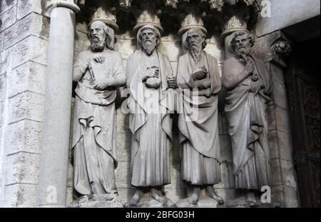 Skulptur an der Kathedrale von Saint Fin Barres in Cork in der Republik Irland Stockfoto