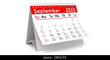 September 2023 - Tischkalender - 3D Illustration Stockfoto