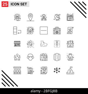 25 Kreative Symbole Moderne Zeichen und Symbole von Dokumenten, Artikel, Design, Suche, Lupe editierbare Vektor Design-Elemente Stock Vektor