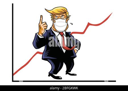 Donald Trump Presidential Approval Ratings Amid Corona Virus Coronavirus Covid-19 Krise. Trump Kampagne Cartoon Vektor Editorial Illustration Stock Vektor