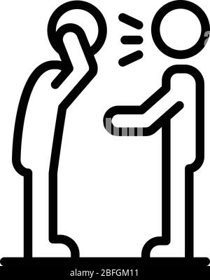 Zwei Männer Husten Symbol, Outline-Stil Stock Vektor