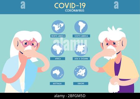 Menschen krank von Coronavirus auf dem Planeten Erde, Infografik Vektor Illustration Design Stock Vektor