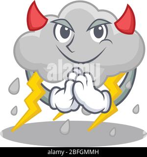 Wolke stürmisch als Teufel Cartoon Charakter Design-Stil gekleidet Stock Vektor