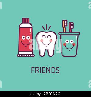Illustration über Freundschaft mit lustigen Emoticon, bunten Hintergrund Stock Vektor