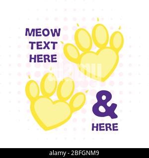Haustiere Pfoten geformt wie Herz. Illustration für Social Media-Inhalte. Vektorzitate Typografie Design. Text platzieren. Flaches Comic-Poster, T-Shirt Stock Vektor