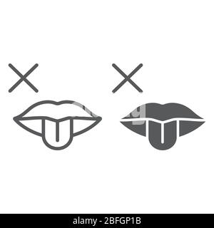 No Taste Symptom line and Glyph icon, infection and covid-19, Coronavirus Symptom sign, Vector graphics, a linear icon on on a white background, eps 10. Stock Vektor