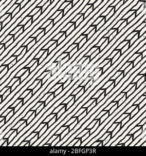 Einfaches geometrisches Muster mit Tinte. Schwarzweiß-Striche Hintergrund. Handgezeichnete Tinte Textur für Ihr Design. Stock Vektor
