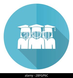 Bildung blau rund flaches Design Vektor-Symbol isoliert auf weißem Hintergrund, erziehen, Absolvent, Gruppe von Studenten Illustration in eps 10 Stock Vektor