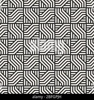 Vektor nahtlose geometrische Muster. Moderne Interlaced Linien abstrakte Textur. Polygonales lineares Raster aus gestreiften Elementen. Stock Vektor