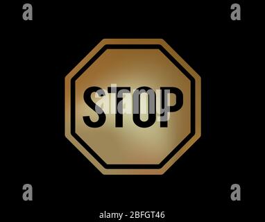 Das Gold Stop Warnschild flach Symbol Straße Symbol Vektor-Format Stock Vektor