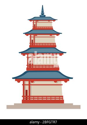 Asiatische Landarchitektur, traditionelle Konstruktion von Turm Vektor Stock Vektor