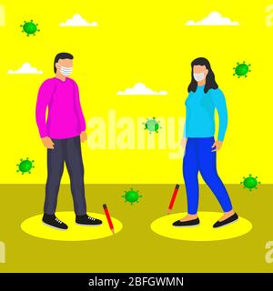 Vektordarstellung der sozialen Distanzierung Stock Vektor