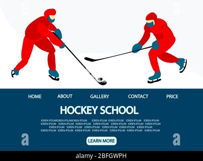 Eishockey. Zielseite für die Website. Vorlage für eine Sportorganisation. vektorgrafik. Stock Vektor