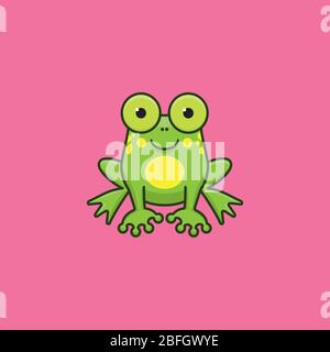 Nette Cartoon Frosch Vektor-Illustration für Save the Frogs Day am 25. April. Amphibien Tier Farbe Zeichen Symbol. Stock Vektor