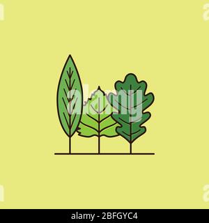 Vielfalt der Blätter, die wie ein kleiner Wald Vektor Illustration für Arbor Day am 24. April aussehen. Natur und Umwelt Symbol. Stock Vektor