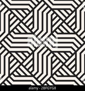 Vektor nahtlose geometrische Muster. Moderne Interlaced Linien abstrakte Textur. Polygonales lineares Raster aus gestreiften Elementen. Stock Vektor