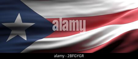 Puerto Rico Zeichen Symbol, Nationalflagge winken Textur Hintergrund, Sprache, Kultur Konzept, Banner. 3d-Darstellung Stockfoto