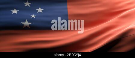 Samoa Zeichen Symbol, Nationalflagge winken Textur Hintergrund, Sprache, Kultur Konzept, Banner. 3d-Darstellung Stockfoto