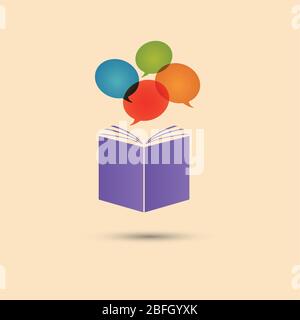 Vektor violett Buch mit farbigen Kreisen weißen Hintergrund. Stock Vektor