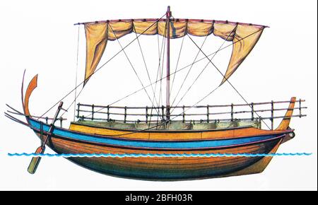 Altes griechisches Segelschiff Stockfoto