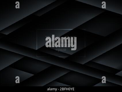 Abstraktes schwarzes 3D-Papier schneiden überlappende Ebenen auf dunklem Hintergrund. Vektorgrafik Stock Vektor