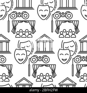 Theater Drama und Comedy Maske, Publikum nahtlose Muster Stock Vektor