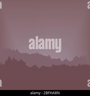 Sonnenuntergang über dem Wald. Das violette Licht des Himmels. Vektorgrafik Dämmerung. Stock Vektor