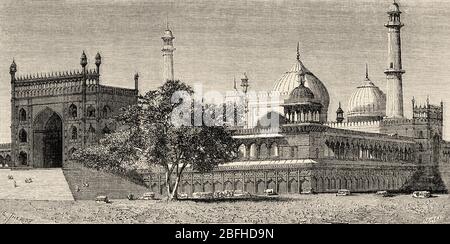 Die Freitagsmoschee oder Jama Masjid in Delhi, Indien. Alte Gravurillustration aus El Mundo en la Mano 1878 Stockfoto