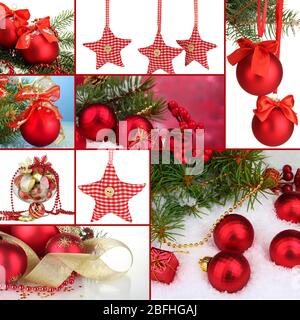 Collage aus Weihnachtsschmuck Stockfoto