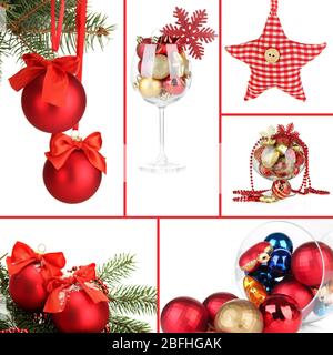 Collage aus Weihnachtsschmuck Stockfoto